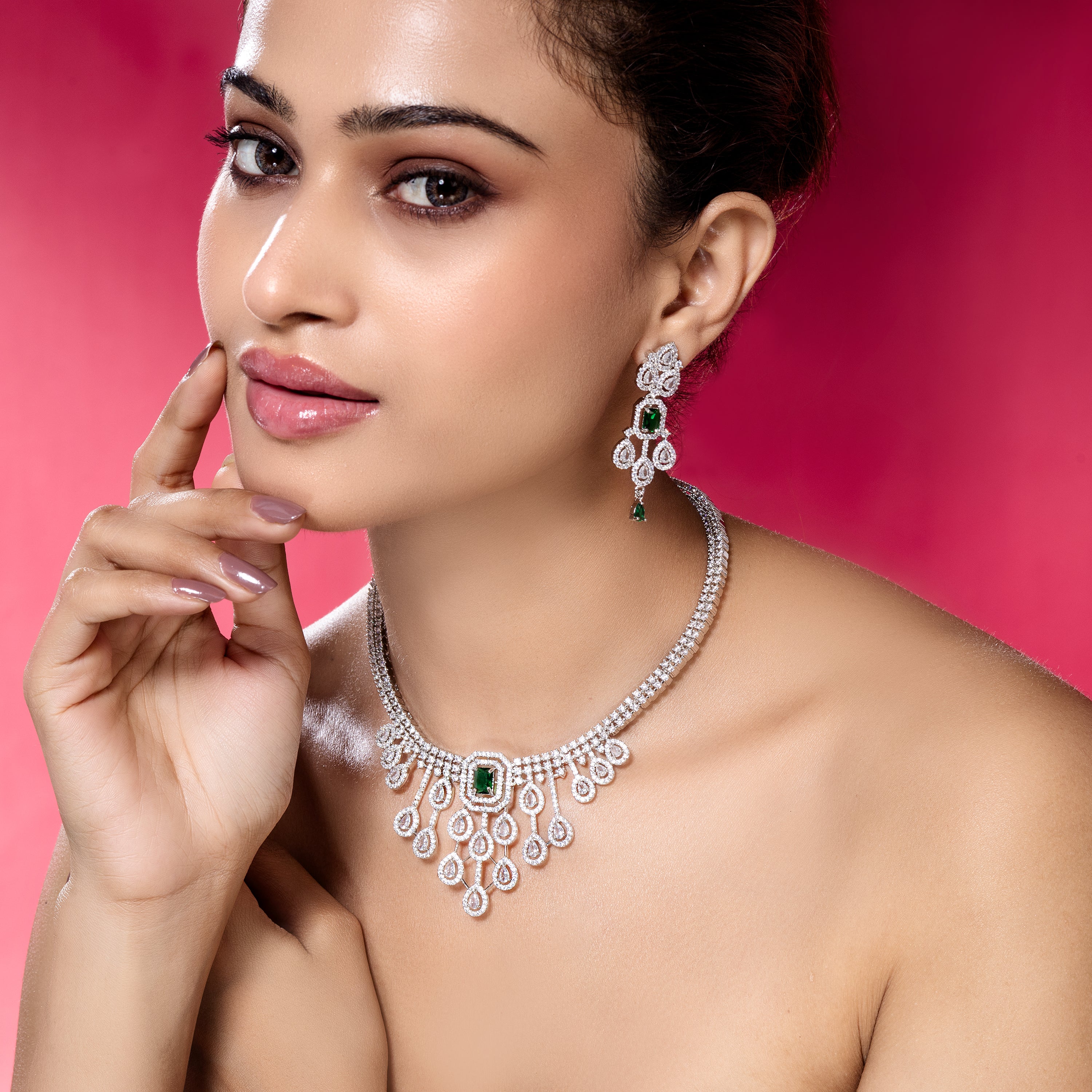 Exquisite Elegance AD Neckset-Mivanaa